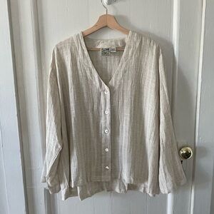 Neutral Beige TravelSmith Buttondown Shirt Size L